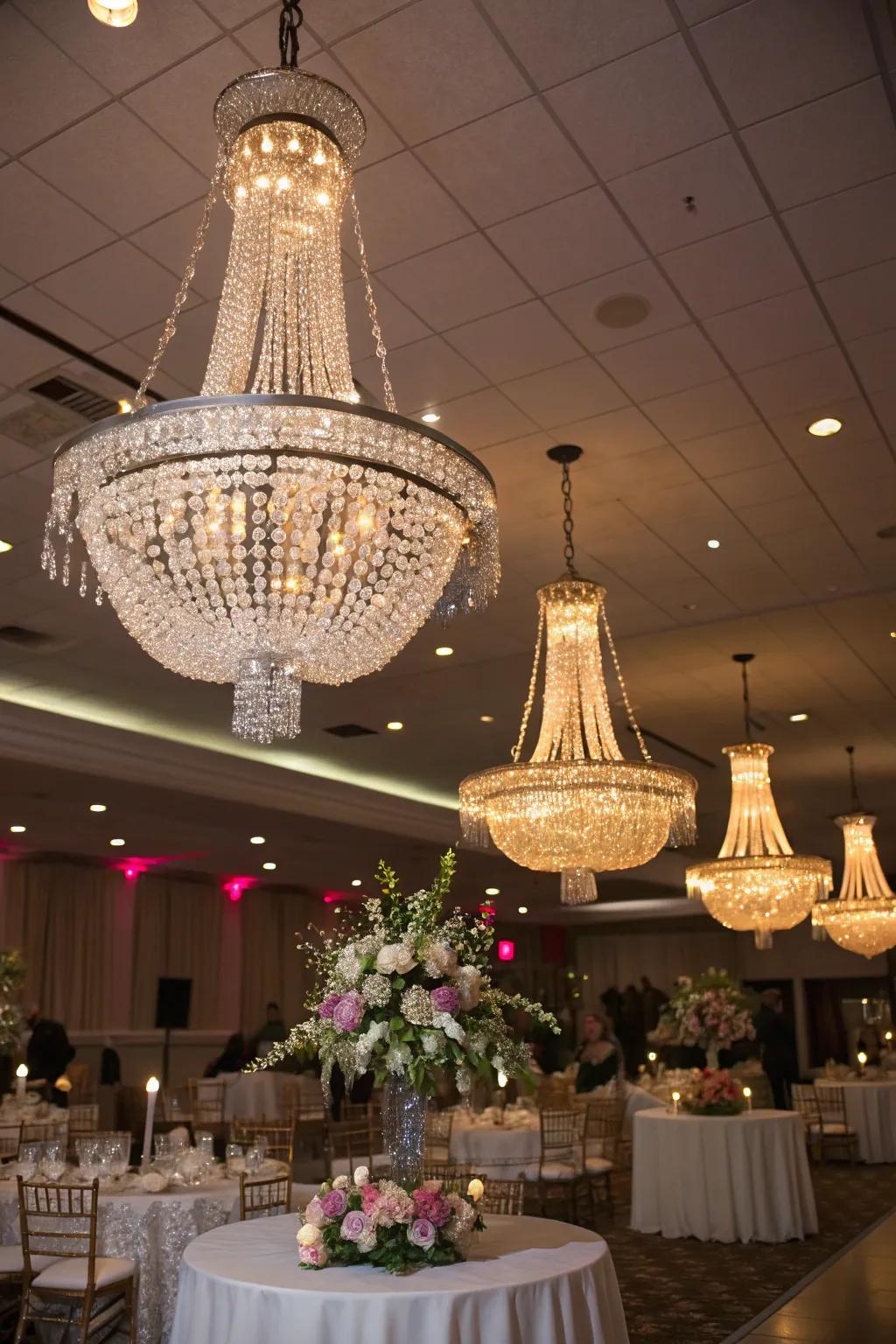 Incorporate an element of glamour utilizing lavish lighting fixtures.