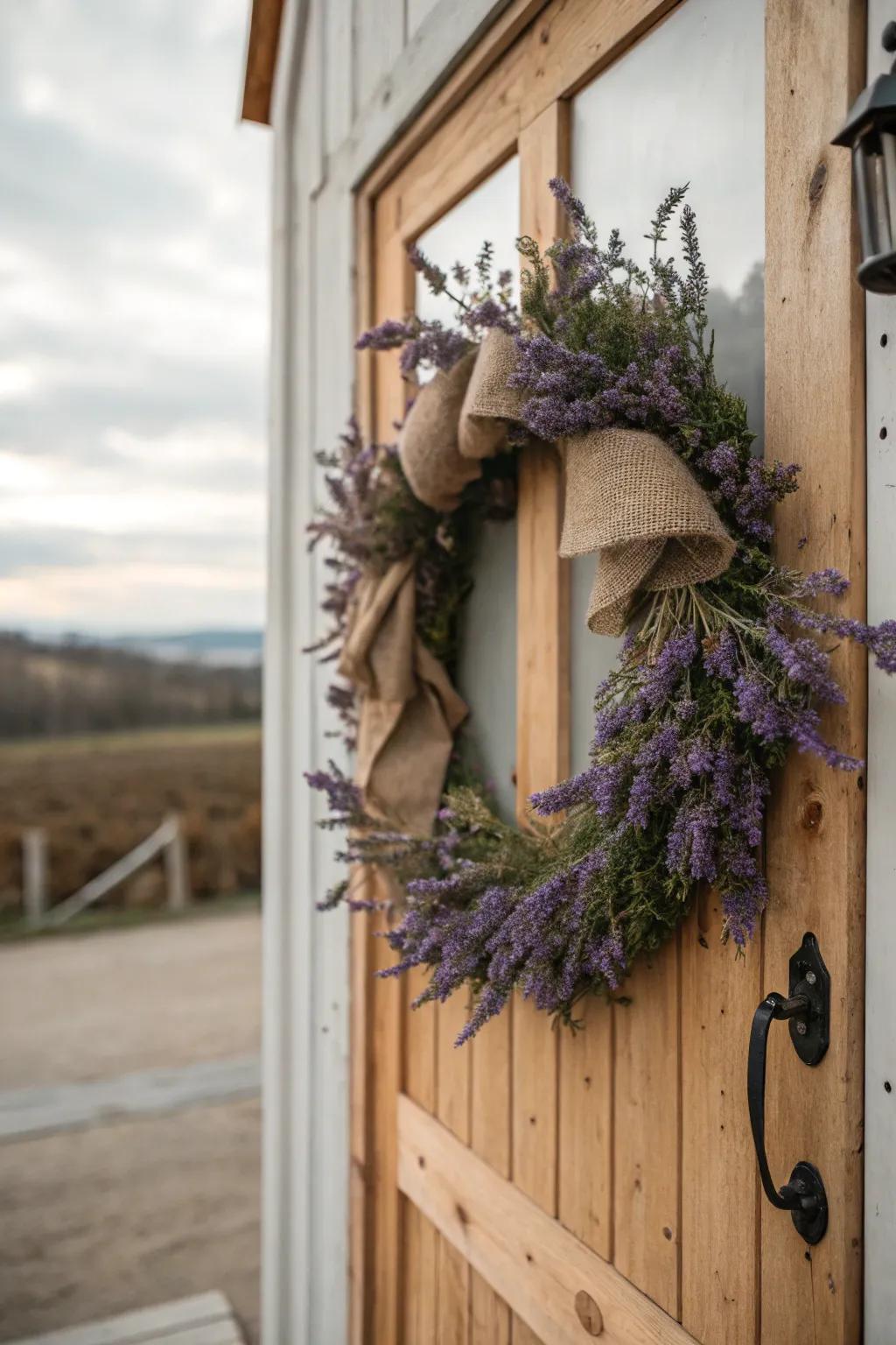 Amethyst and flaxen craft a cozy rustic charm.