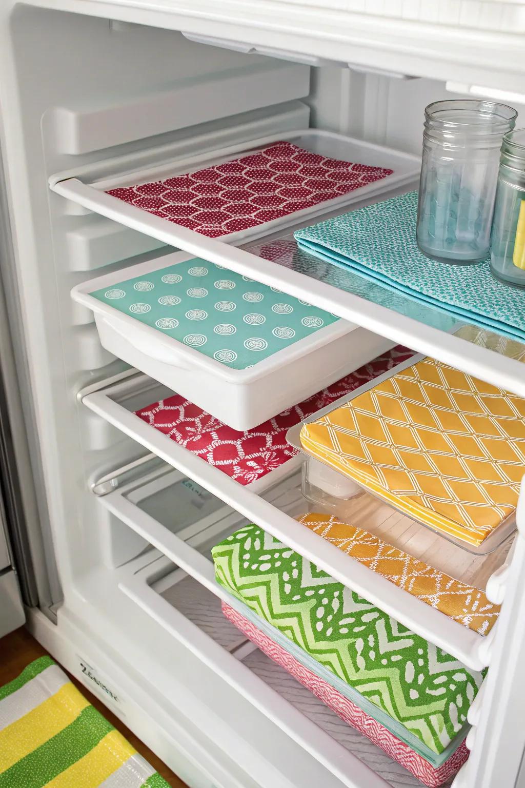 Shelf defenders secure and add a sprinkle of shading to your fridge.