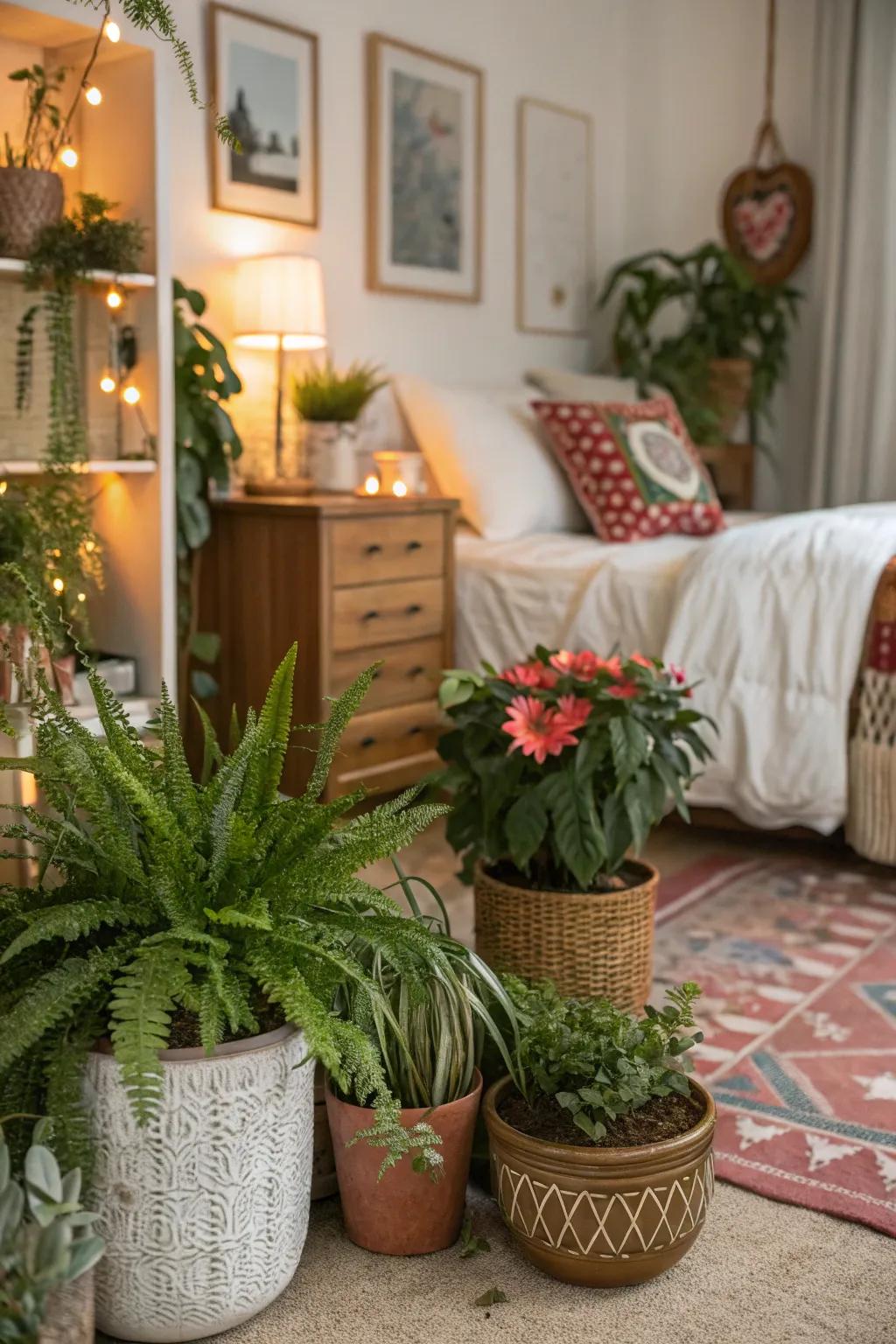 Indoor plants add freshness and life.