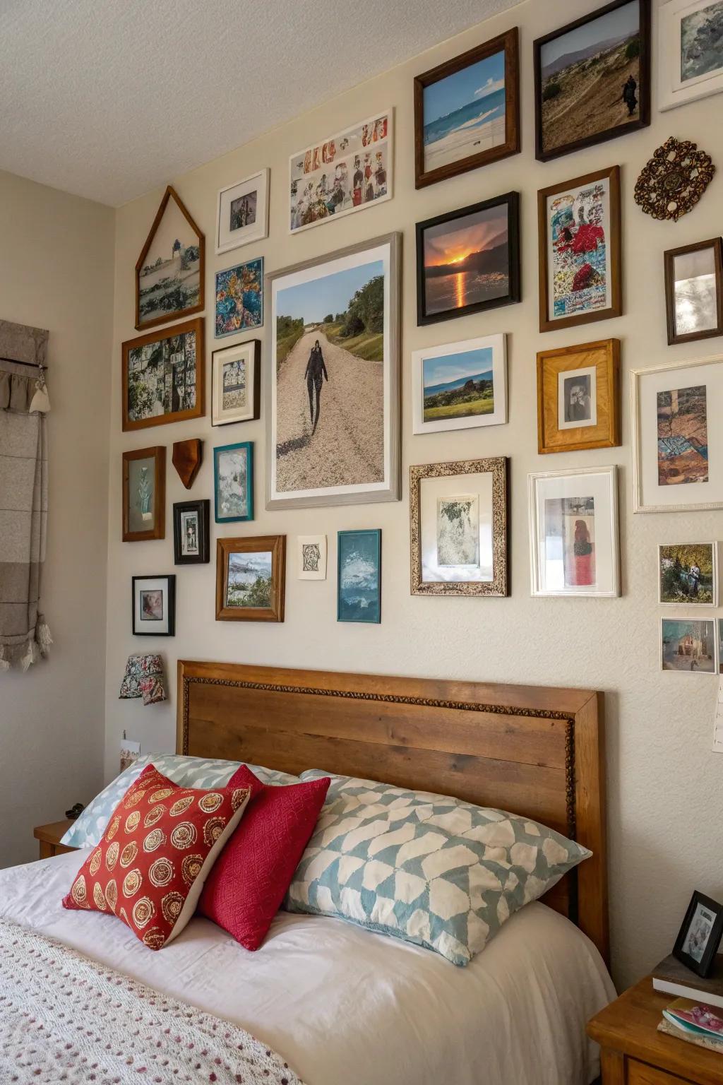 Personal decor elements infuse the boudoir with warmth and memories.
