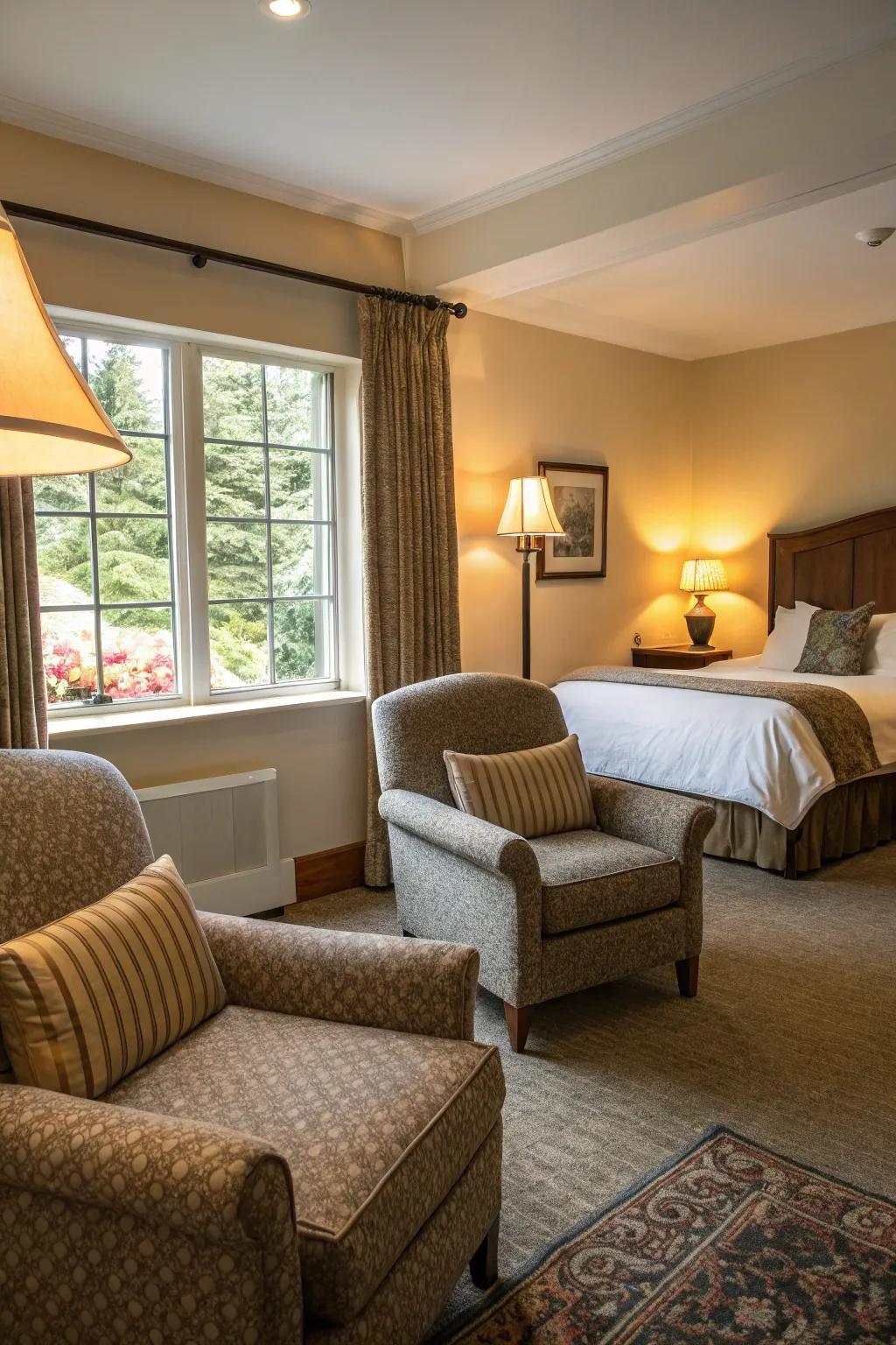 Cozy seating spots encourage relaxation and conversation.