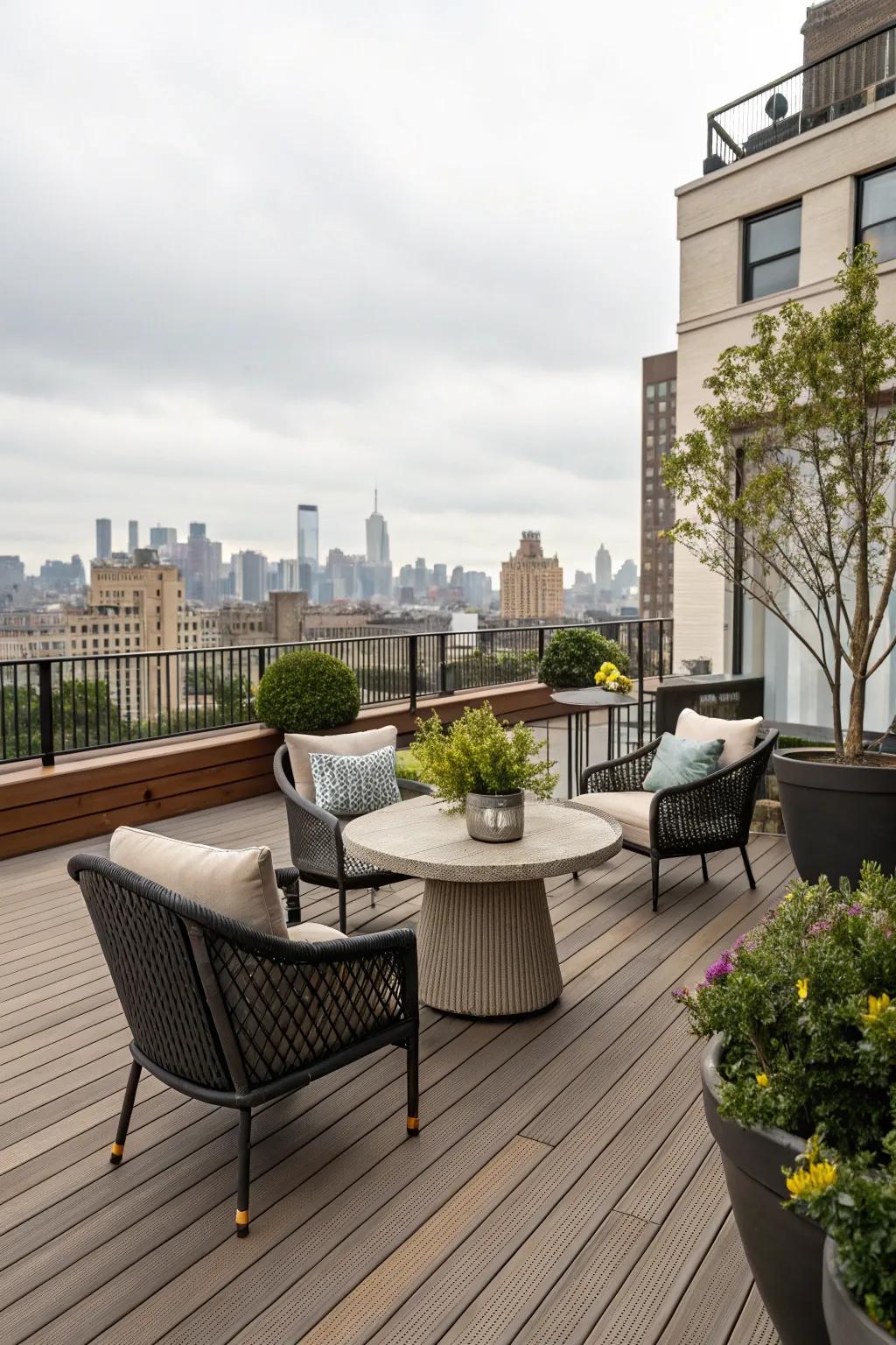 Enhance your rooftop with timeless wooden decking.