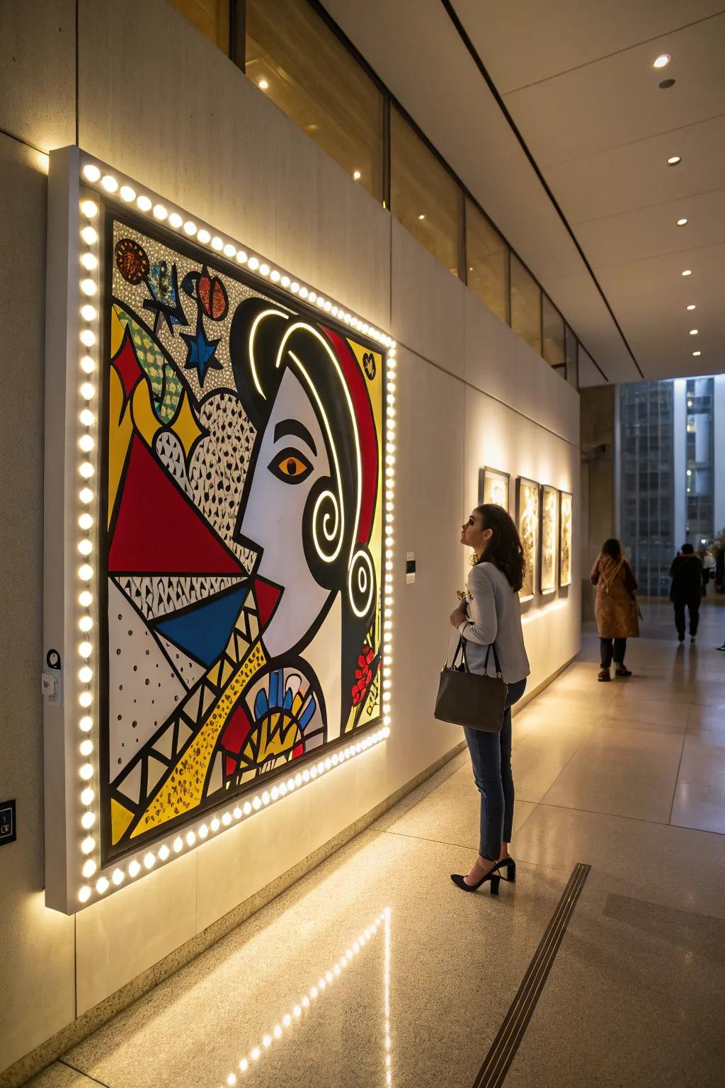 Accentuate your art through illuminated wall lighting.