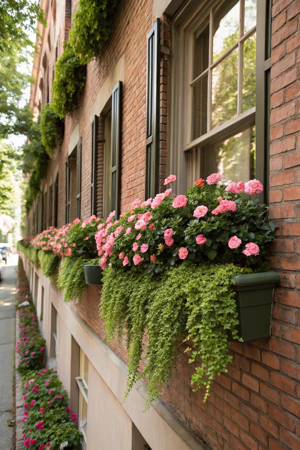 Enhance your home's facade with vibrant ice plant ledge boxes.