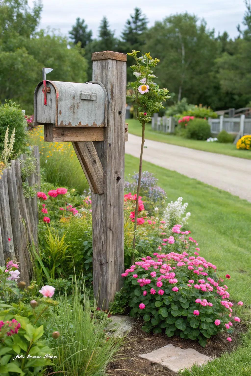 Cedar palisade segments conjure a welcoming, cozy mail framework.