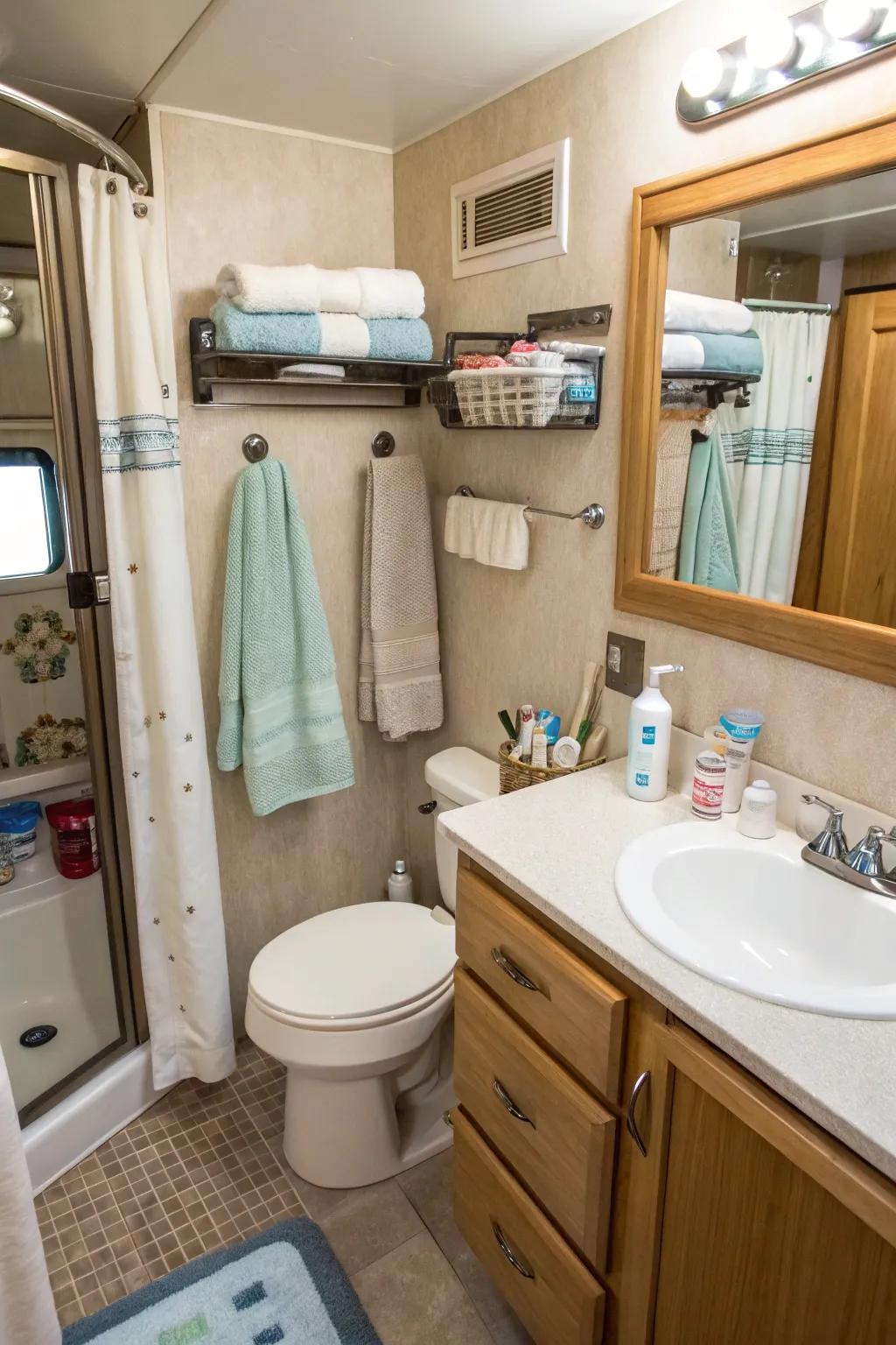 Utilize adhesive hooks for all types of hanging solutions.