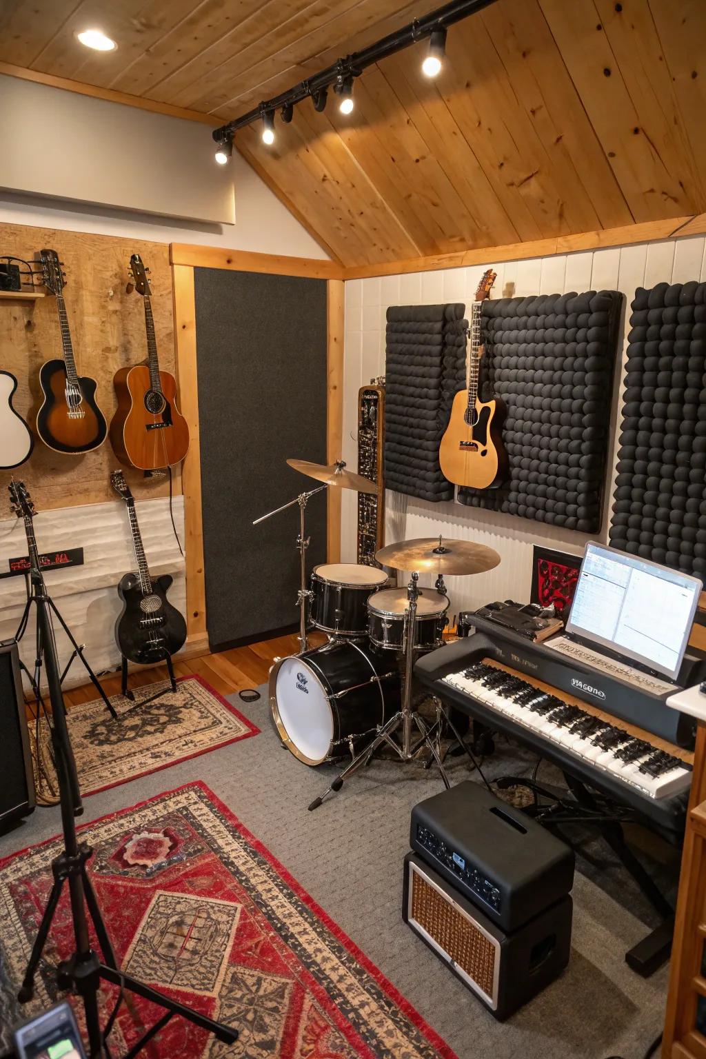 A she shed that represents a musician's studio aspiration.