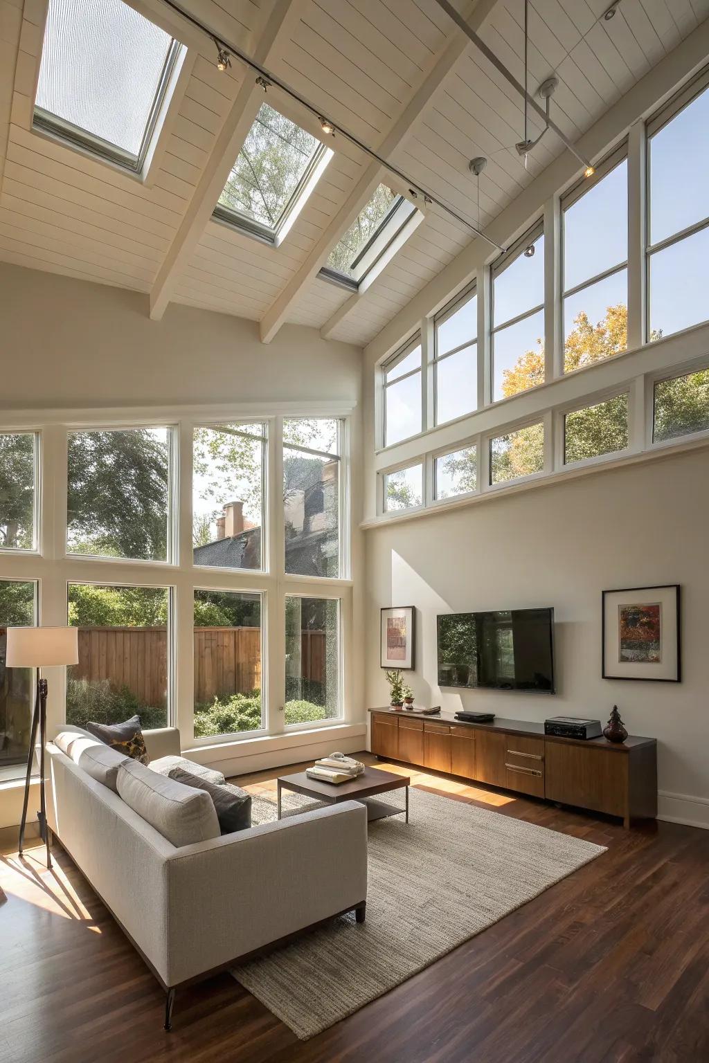An urban refuge with clerestory windows enhancing natural illumination.