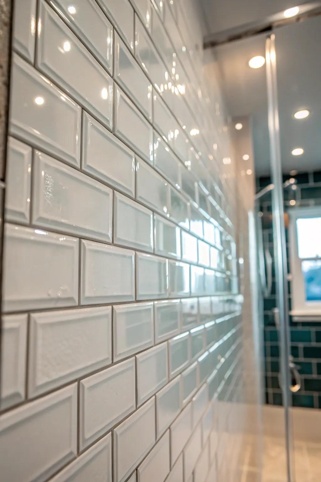 Crystal sections add refinement and brightness to the shower area.