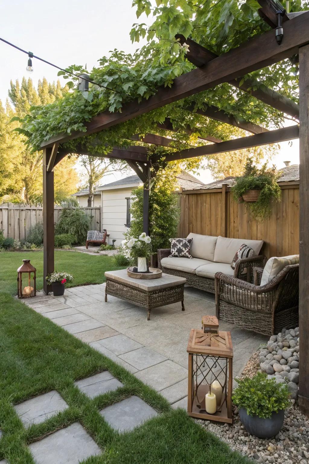 A pergola introduces shade and beauty to your patio.