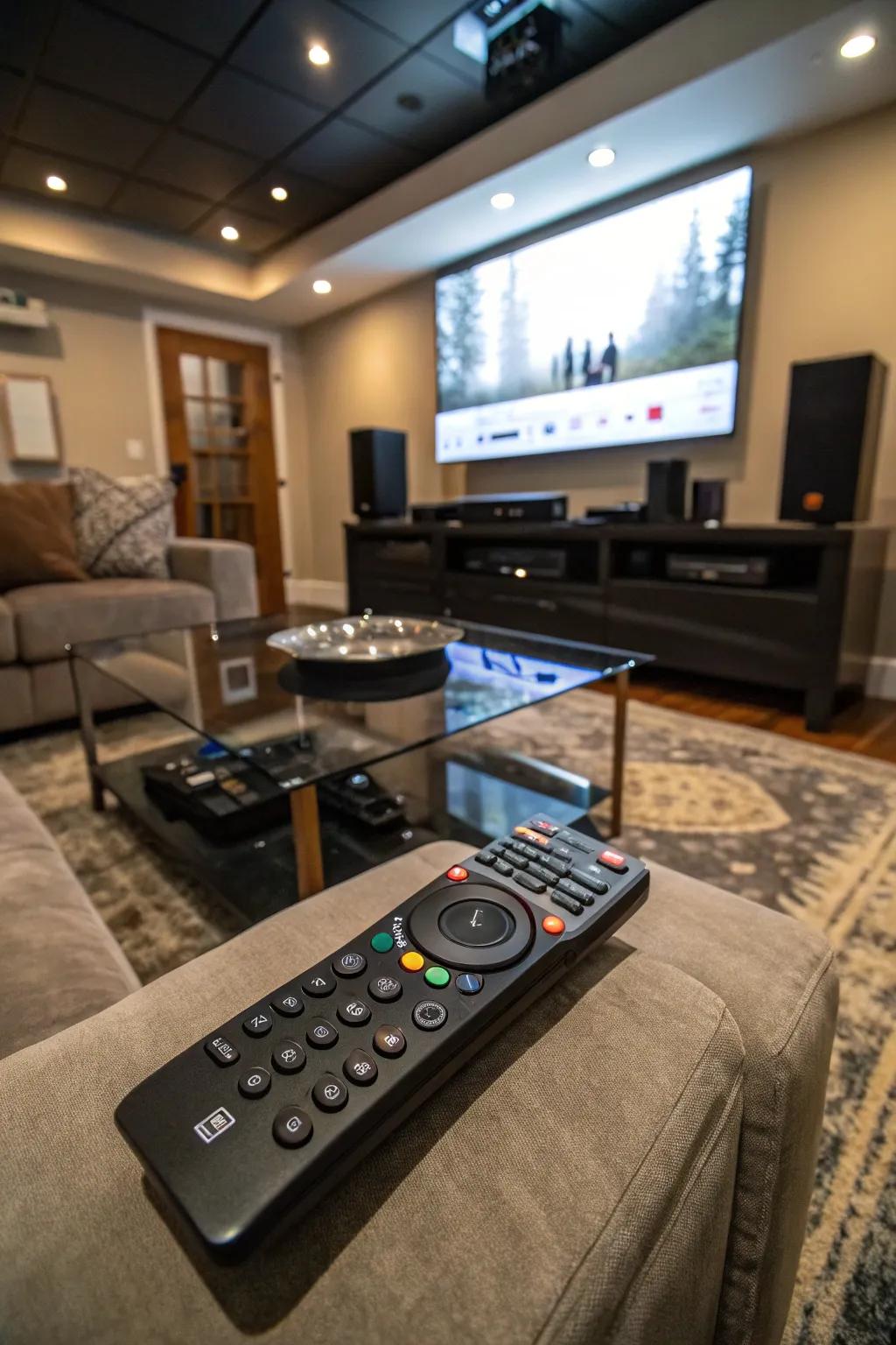 Smart control system enhancing convenience inside a cinema space.