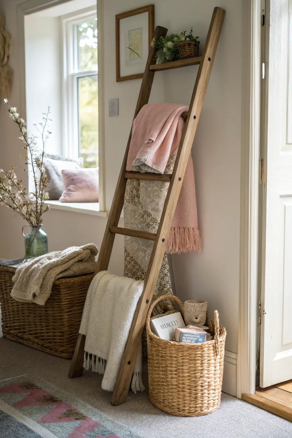 An upright adds rustic charm and functionality.