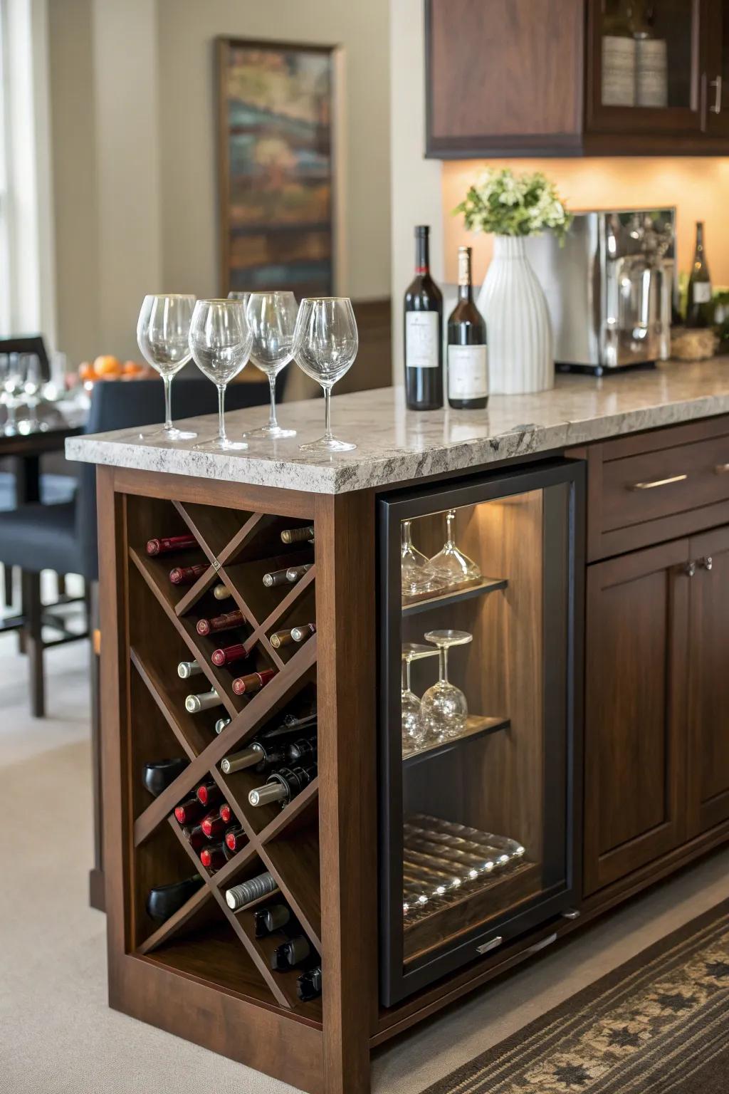 A wine-centric refreshment station for connoisseurs.