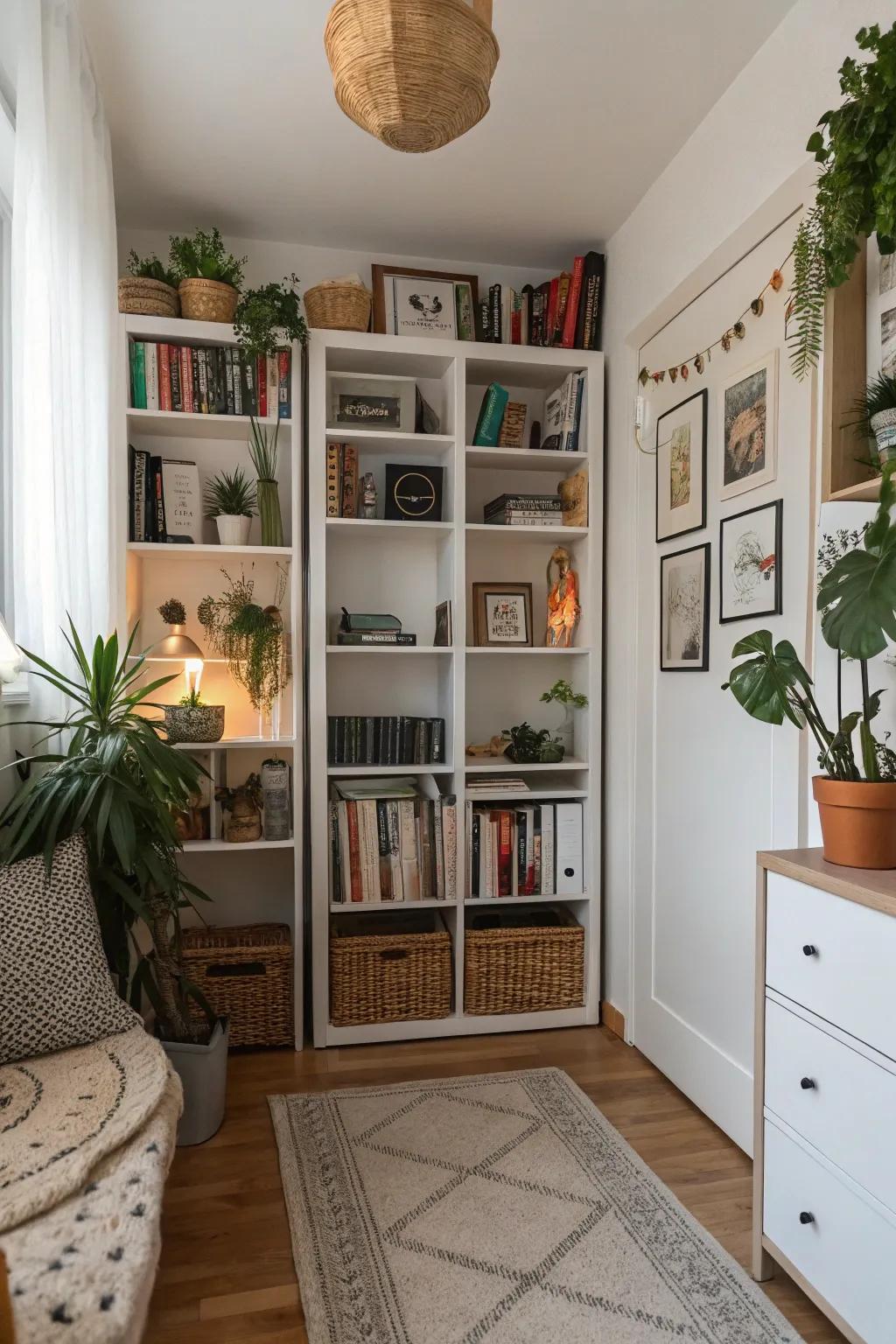 Your space is kept tidy and effective with vertical storage.