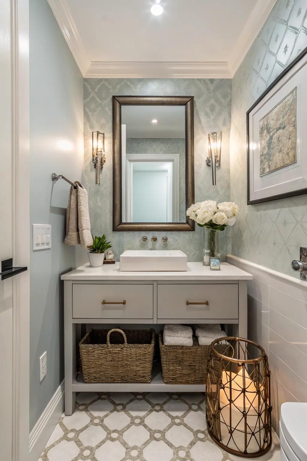 Stylish accessories complete the modern look.