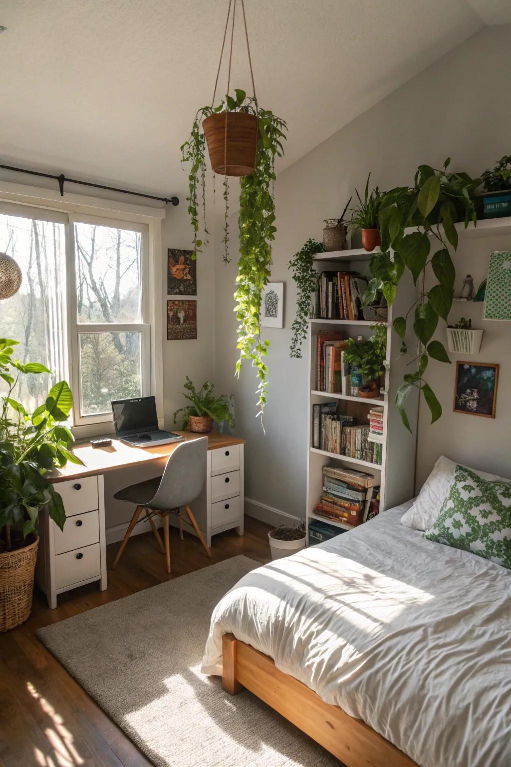 A hint of nature in the form of plants infuses the space with vitality and freshness.