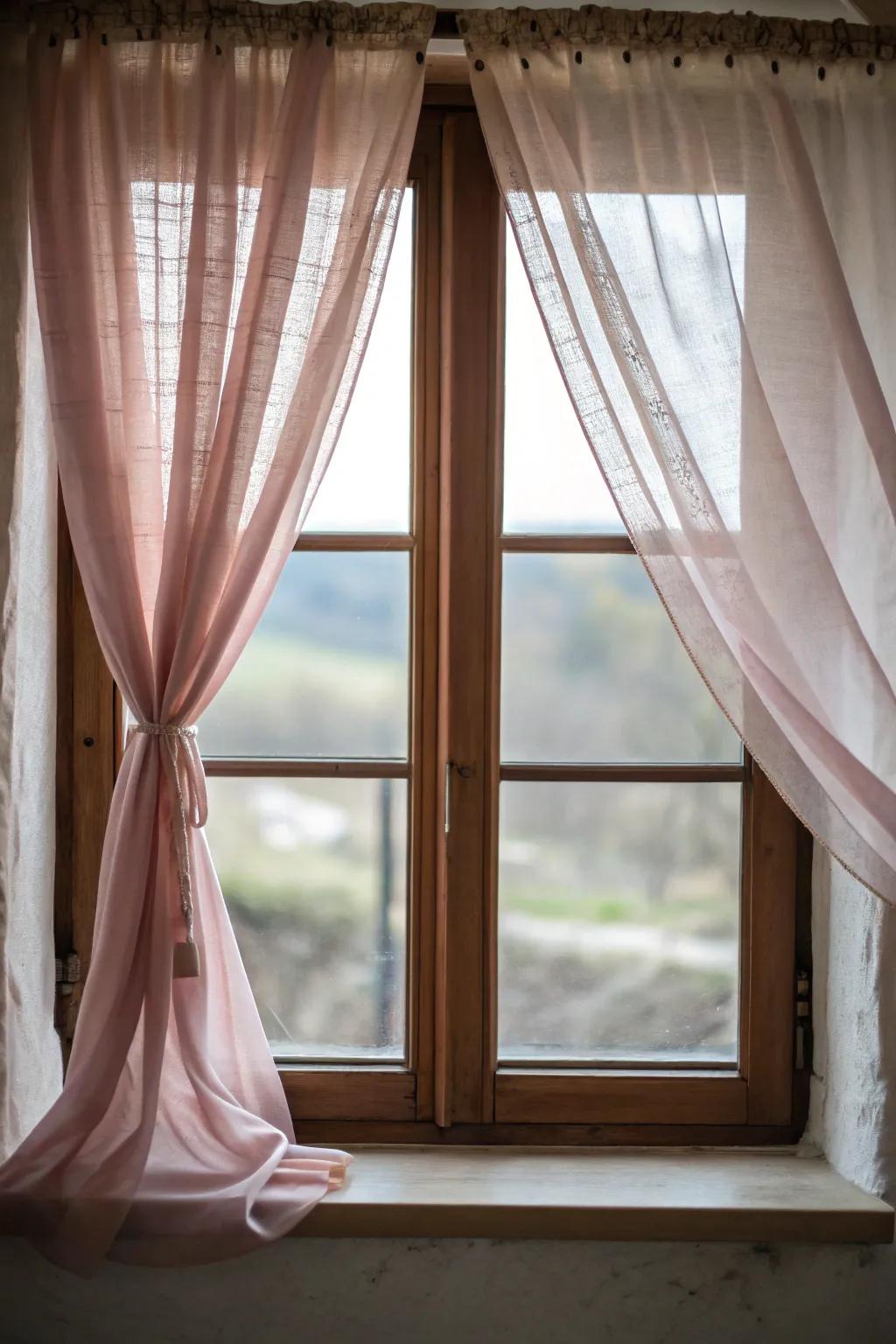 Hourglass curtains add a touch of elegance and flow to small windows.