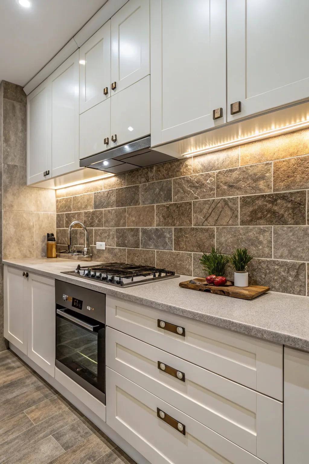 A mix of textures creates a vibrant, interesting backsplash.