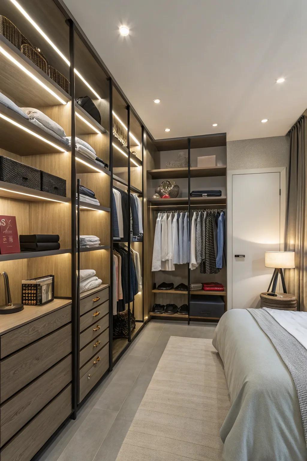 Vertical storage solutions maximize space and accessibility.