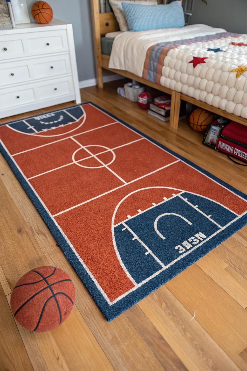 Step onto the field with a sports-themed rug.