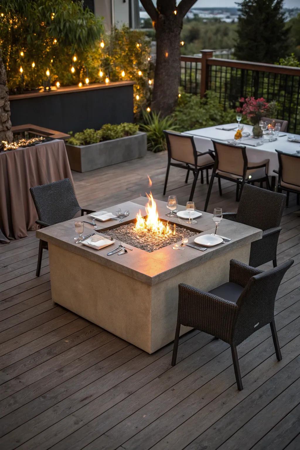 A fire table adds functionality to your outdoor gatherings.