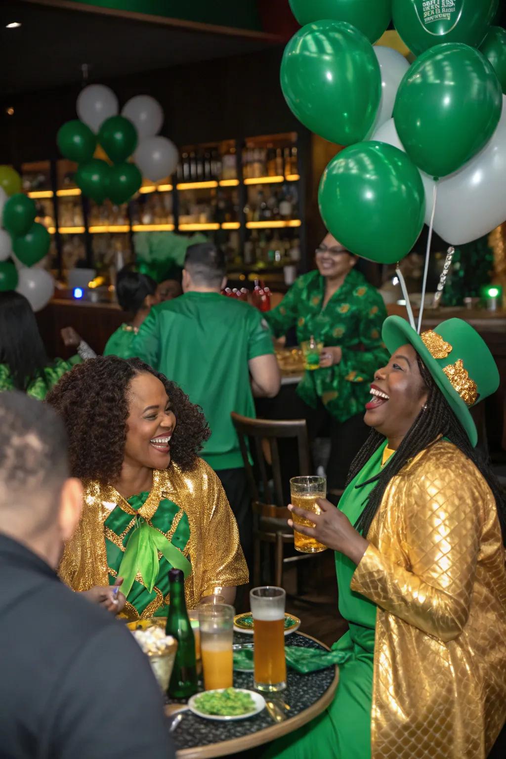 Define the mood by recommending a festive green and gold dress code for your visitors.