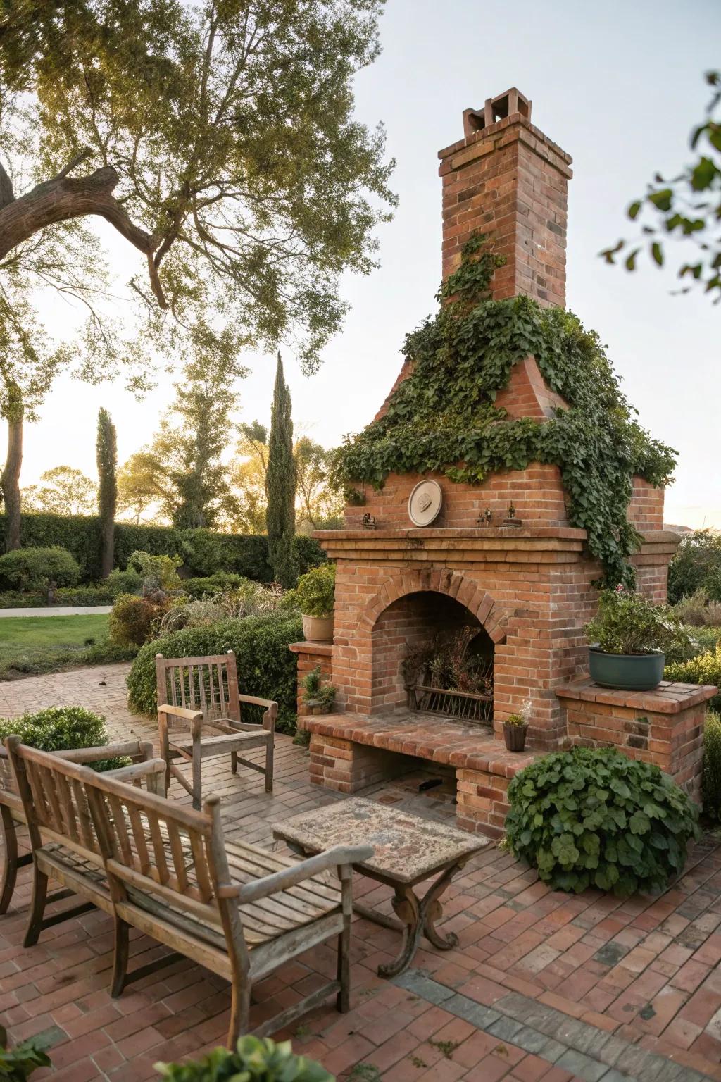 Timeless charm thanks to a retro brickwork fireplace.
