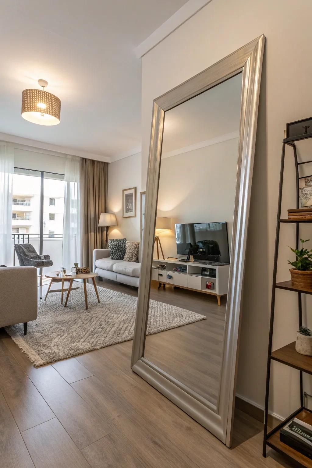 Mirrors make a studio feel considerably more expansive.