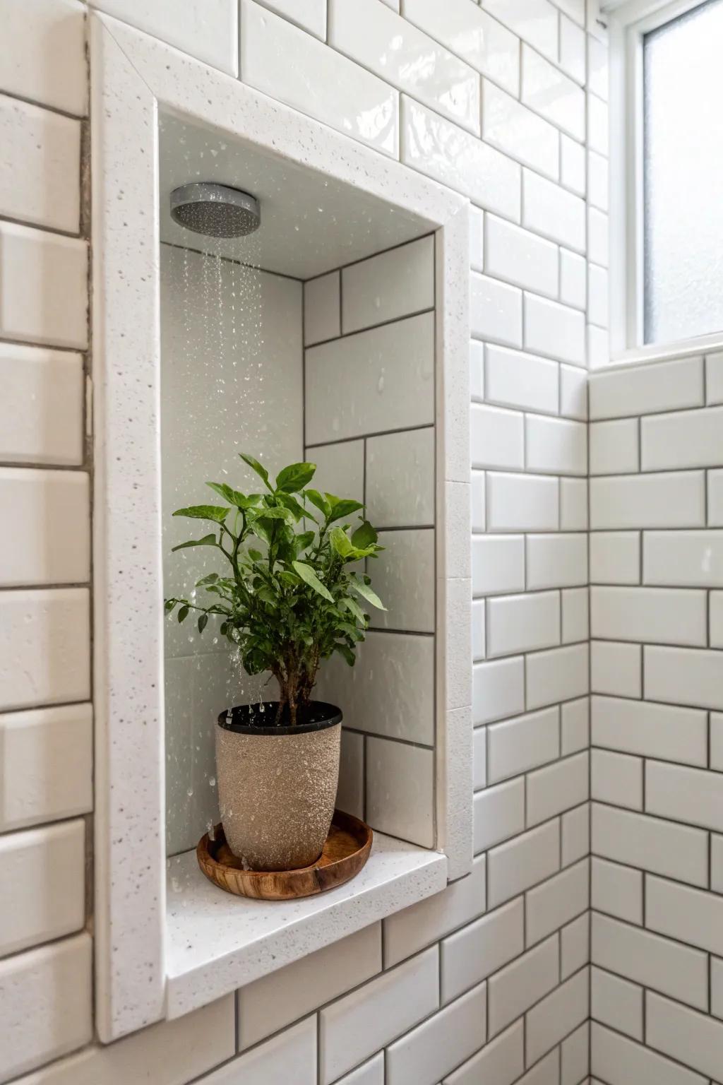 A refreshing niche with greenery.