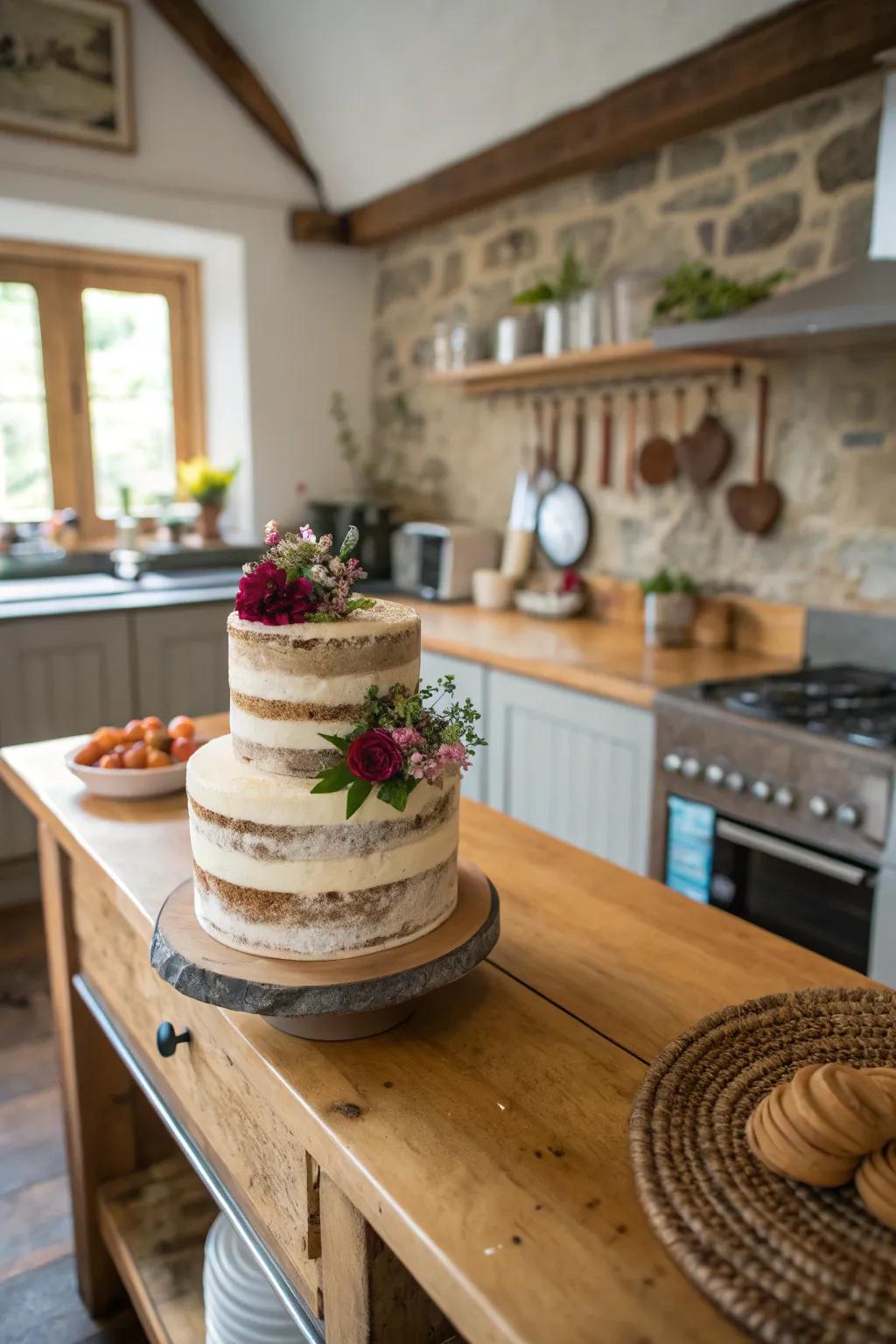 A countryside allure cake that radiates warmth and unaffectedness on the occasion.