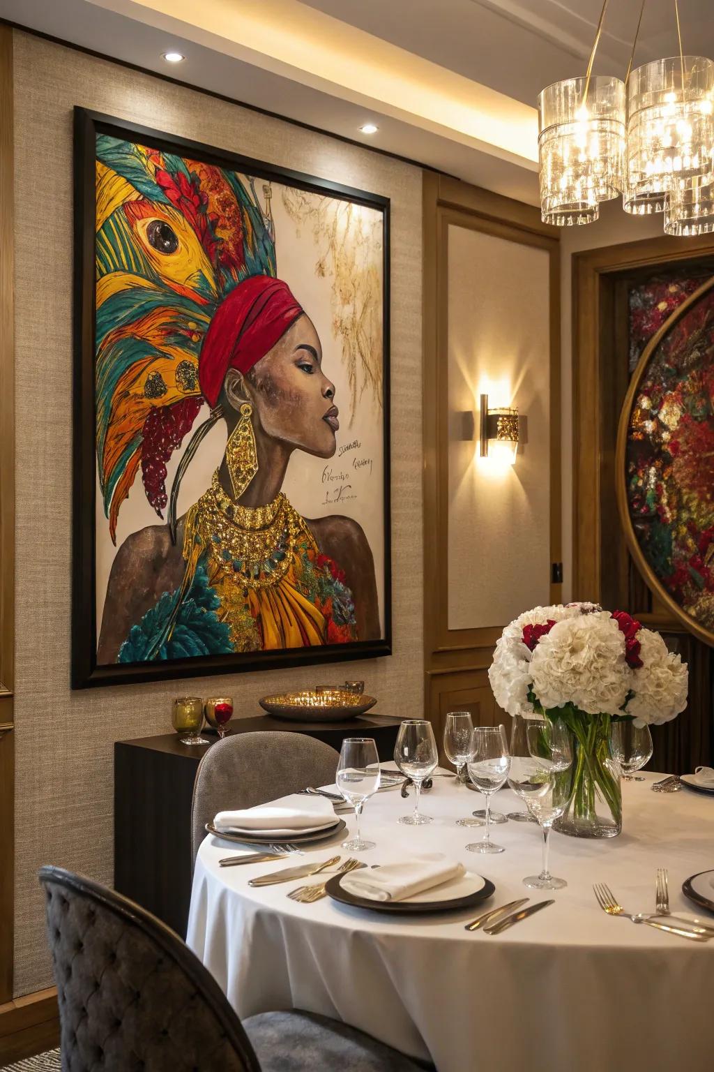 A bold art piece making a statement as a centerpiece.