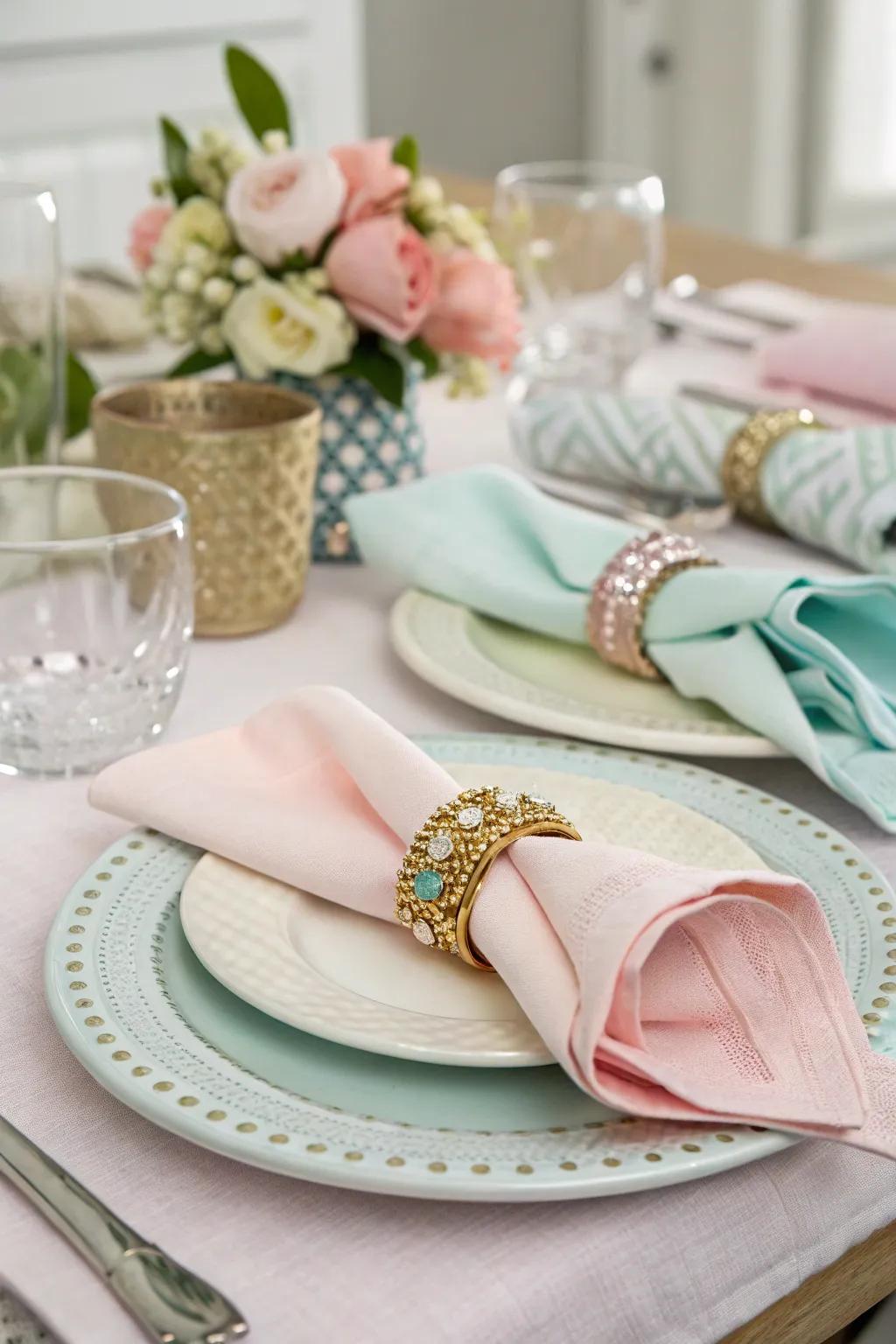 Ornamental cloth holders contribute style and detail to your table.
