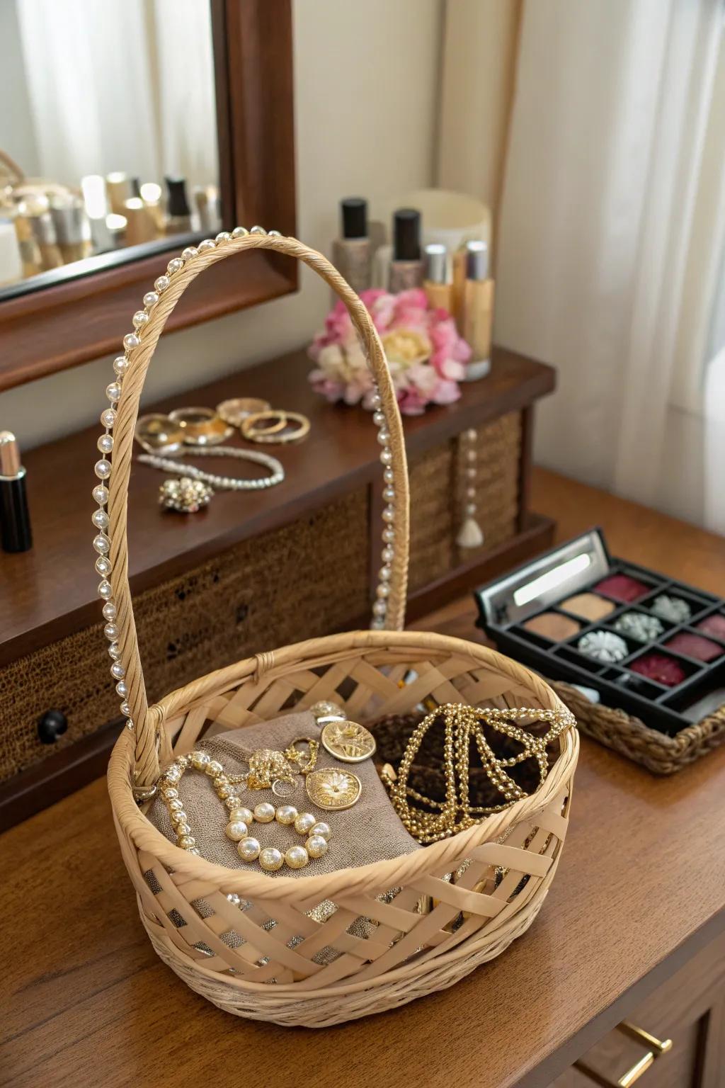 Incorporate sparkle through elegant gems nestled in the Easter basket.