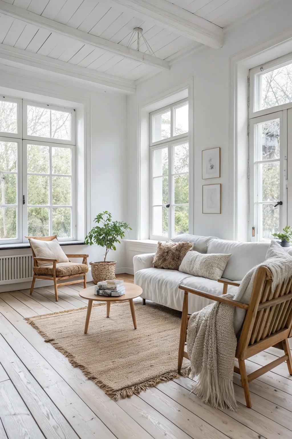 Scandinavian simplicity featuring clean lines and natural elements.