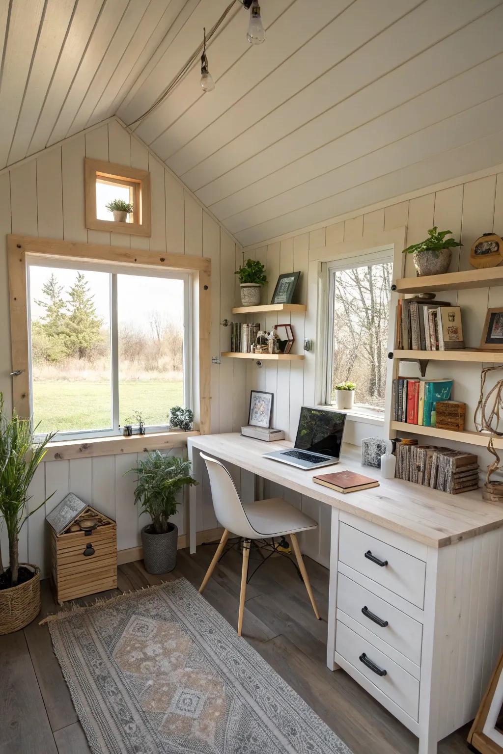 Light colors can visually broaden your small office, delivering a tranquil setting.