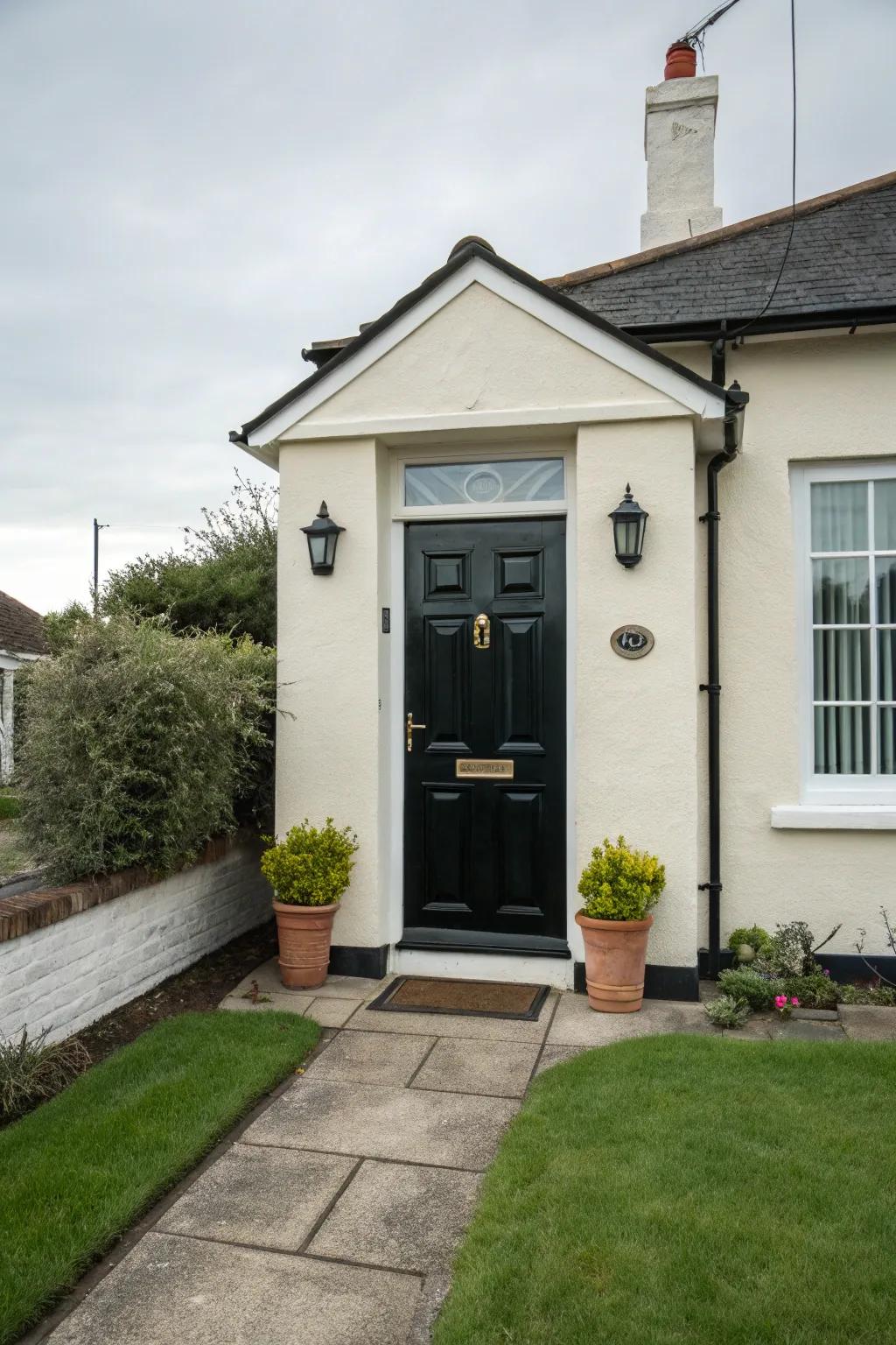 Black doors fashion a bold, elegant statement in traditional settings.