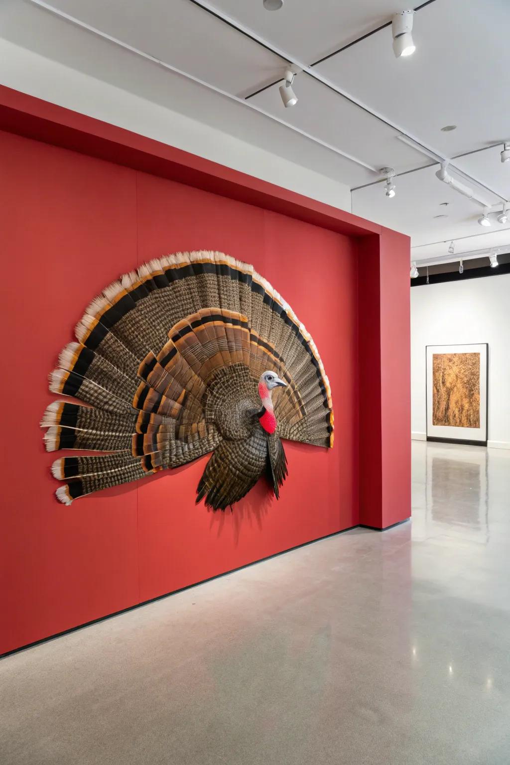 A wild fowl mantle appending a daring declaration to the wall.