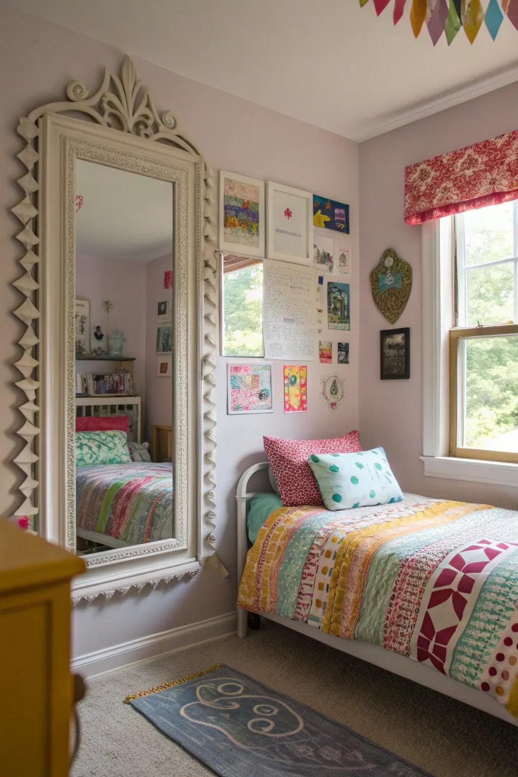 Mirrors not only amplify light but also add a touch of elegance to the room, enhancing its visual appeal.