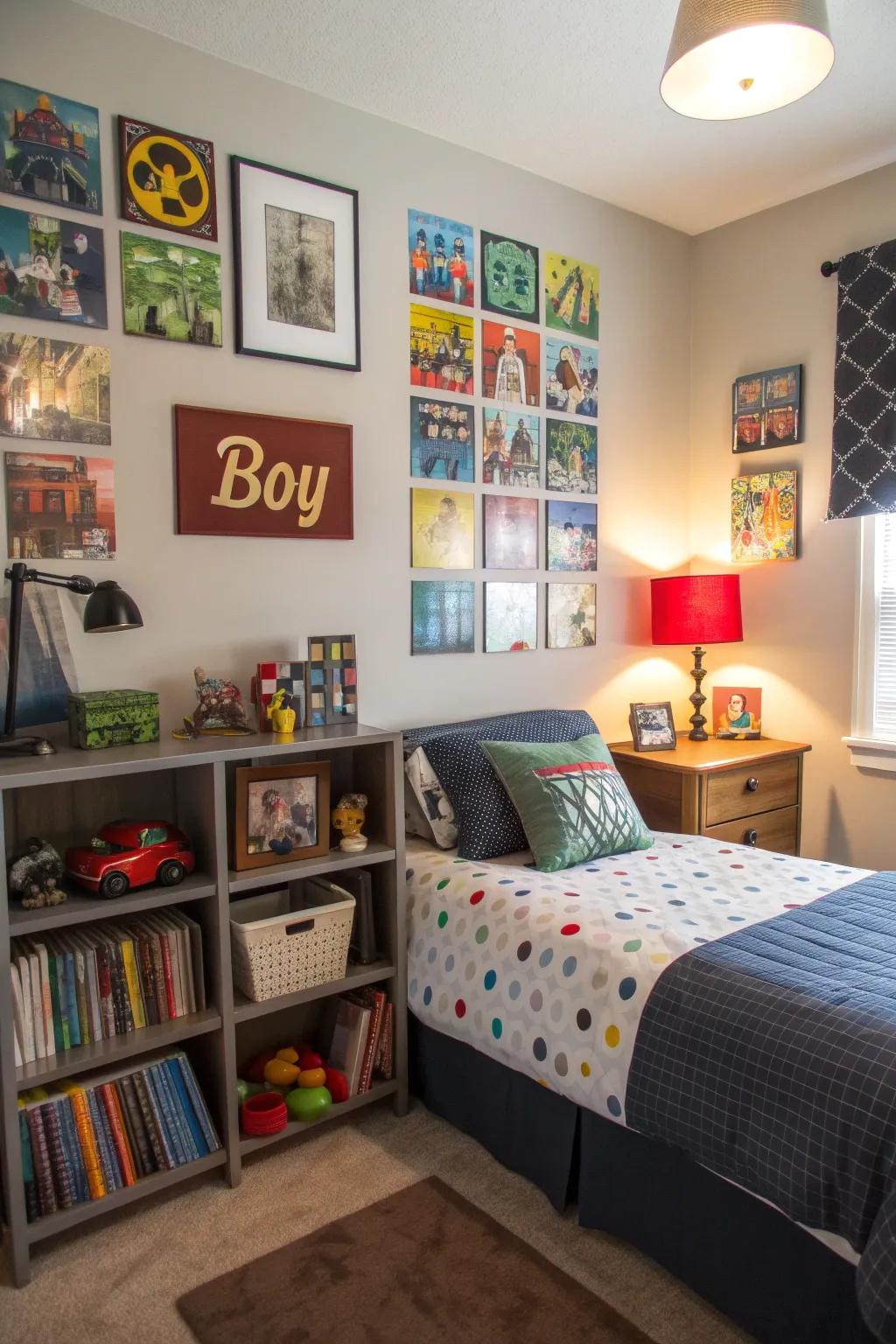 Personalized touches in a tween boy’s bedroom.