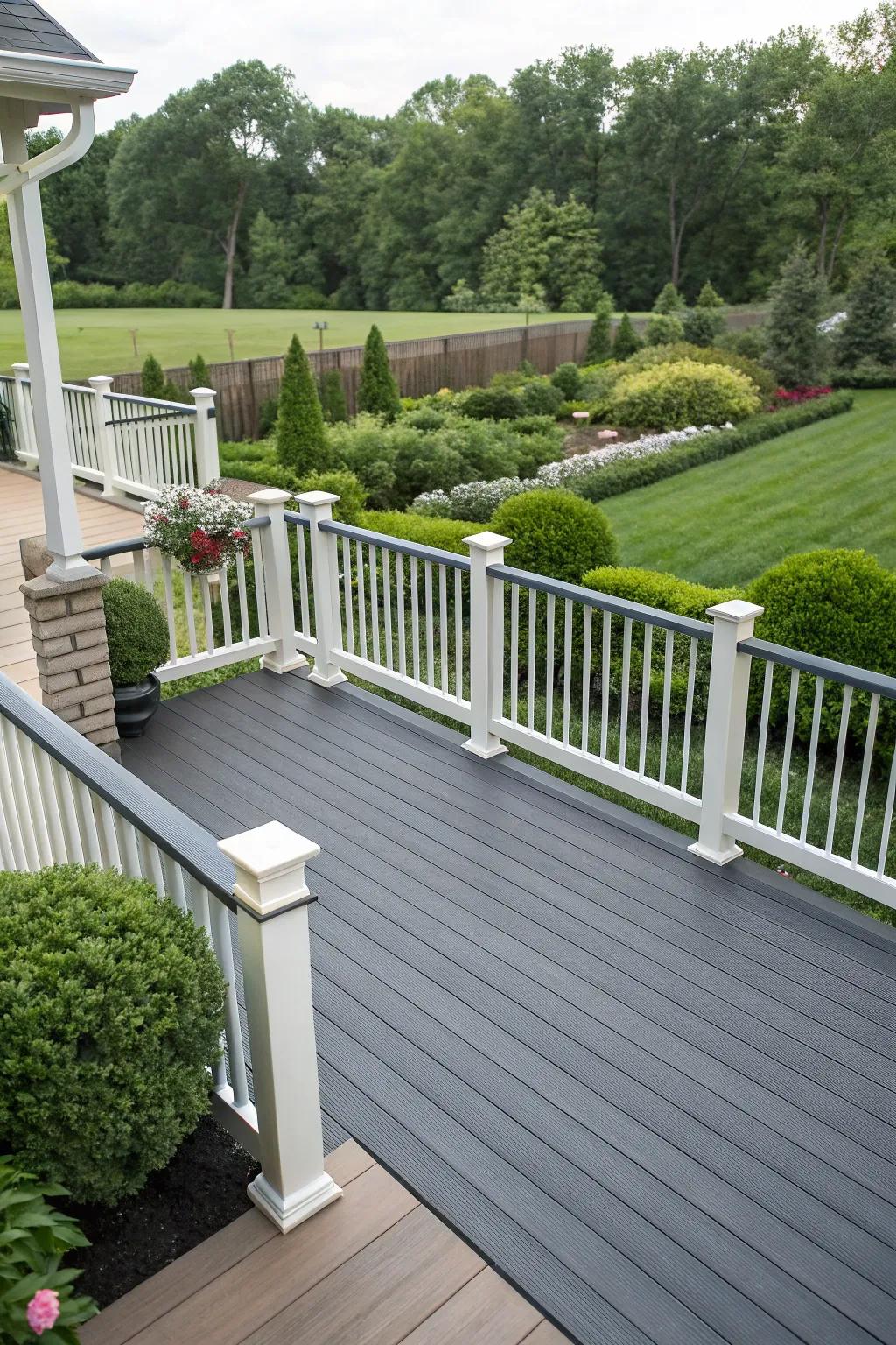 Dark gray and ivory combine for a striking modern classic deck.