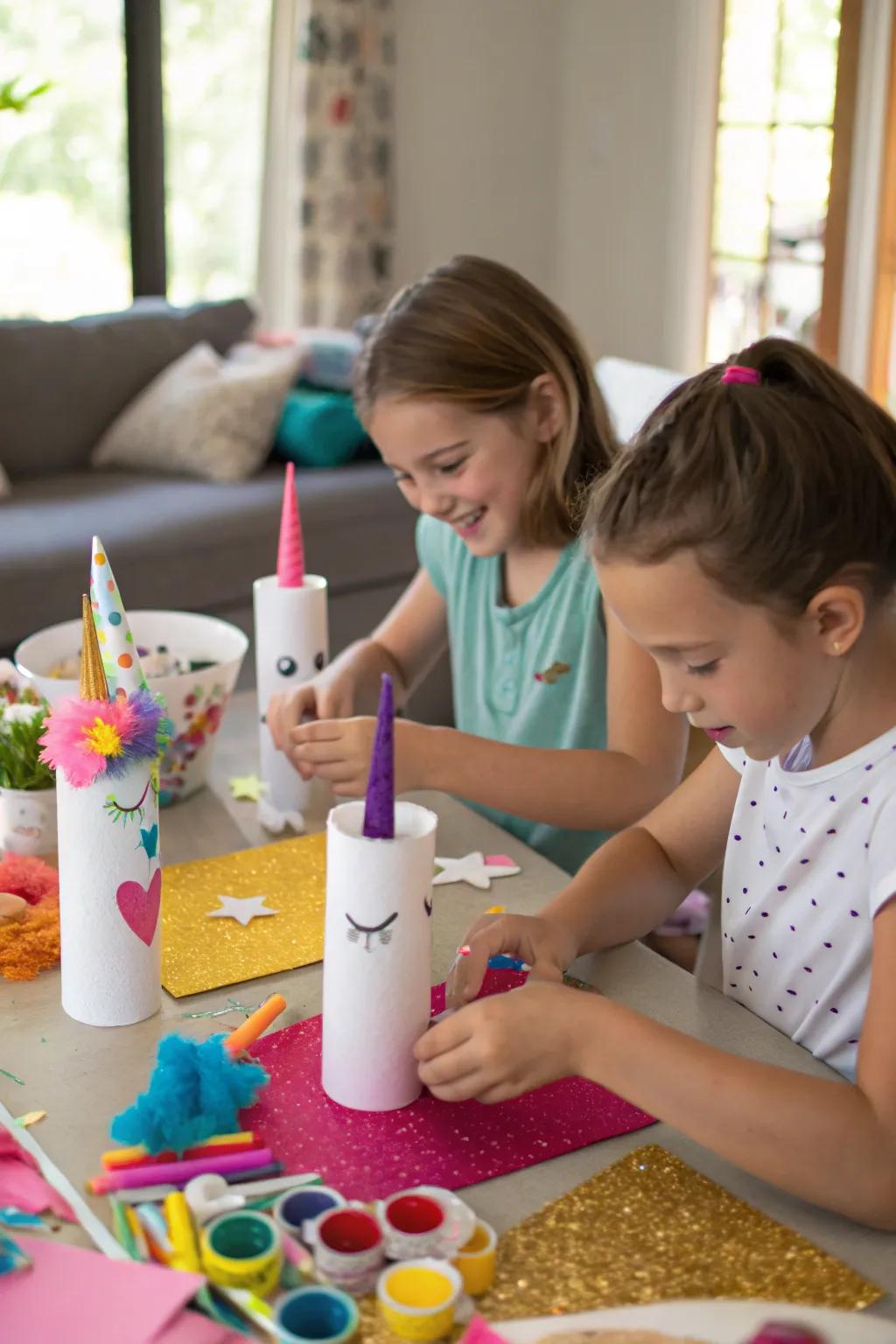 An imaginative crafting center for designing unicorns.