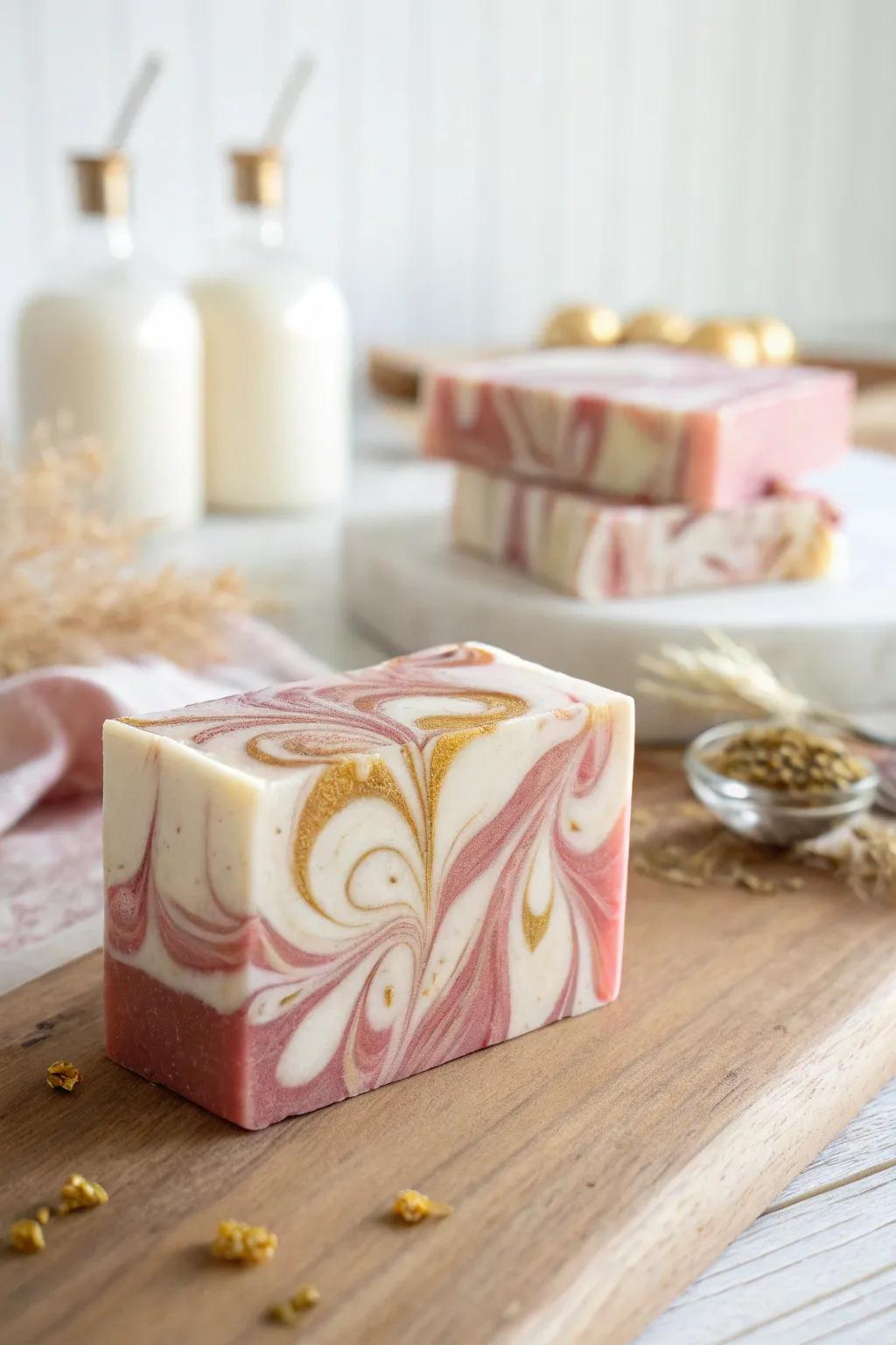 Amplify your Valentine's Day through artful marbled soaps that are equally exquisite and opulent.