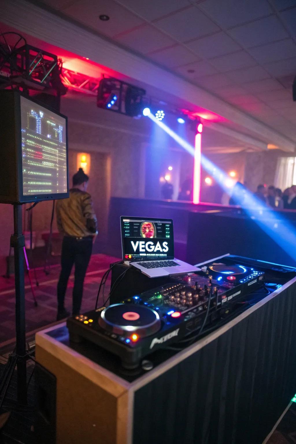 Establish a captivating mood with a playlist filled with Vegas anthems.