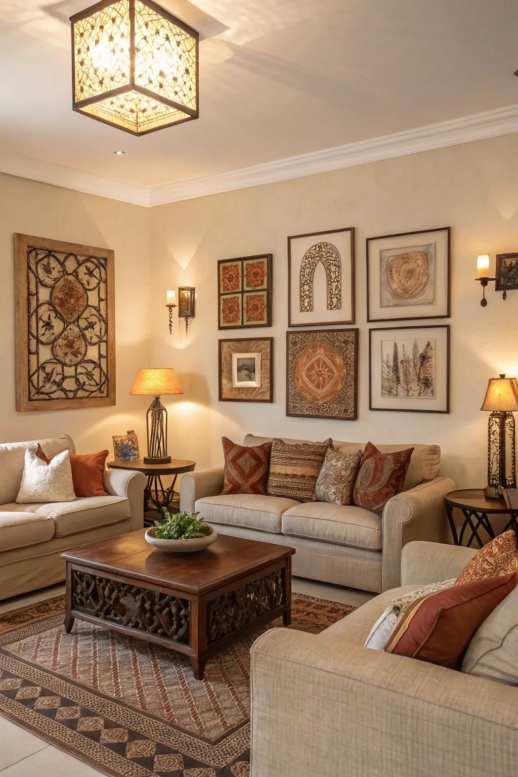 Wall art featuring warm tones to foster a welcoming setting.