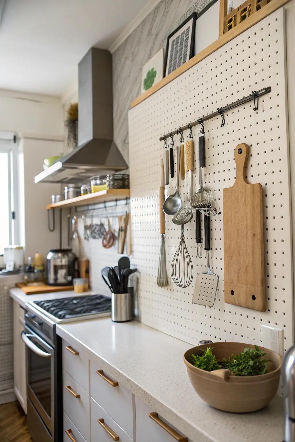 Appreciate pegboard panels for their functional style.