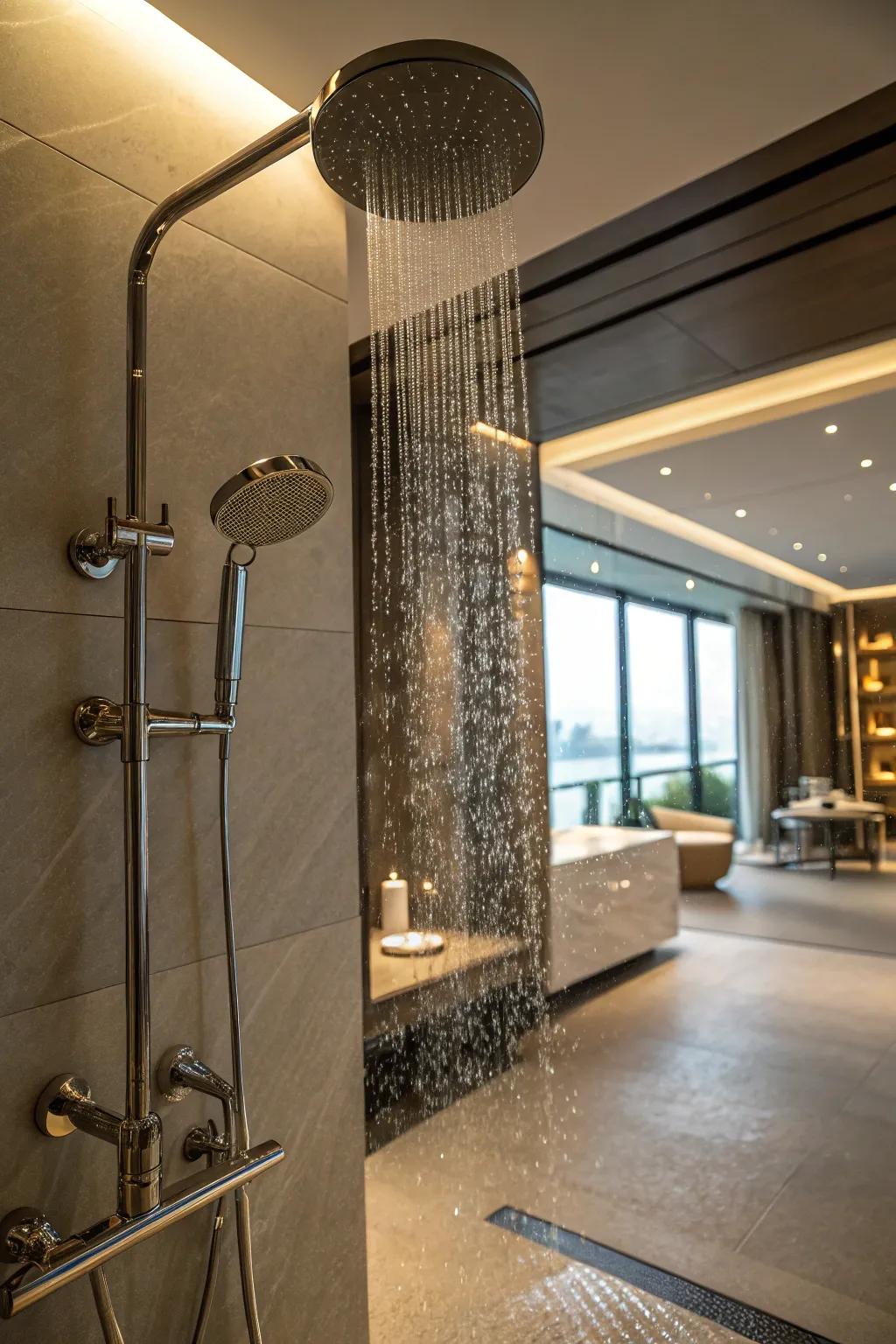Refined fixtures that amplify the wet room's luxury.