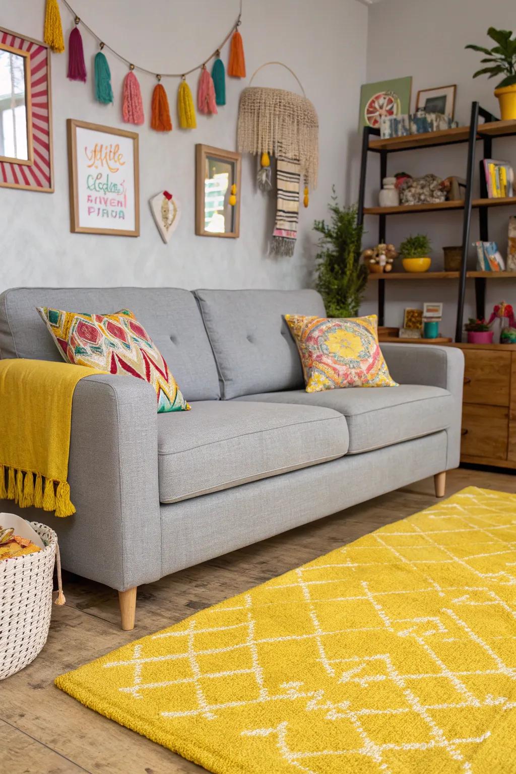 Bright gold rugs deliver playful vigor and vibrancy to your space.
