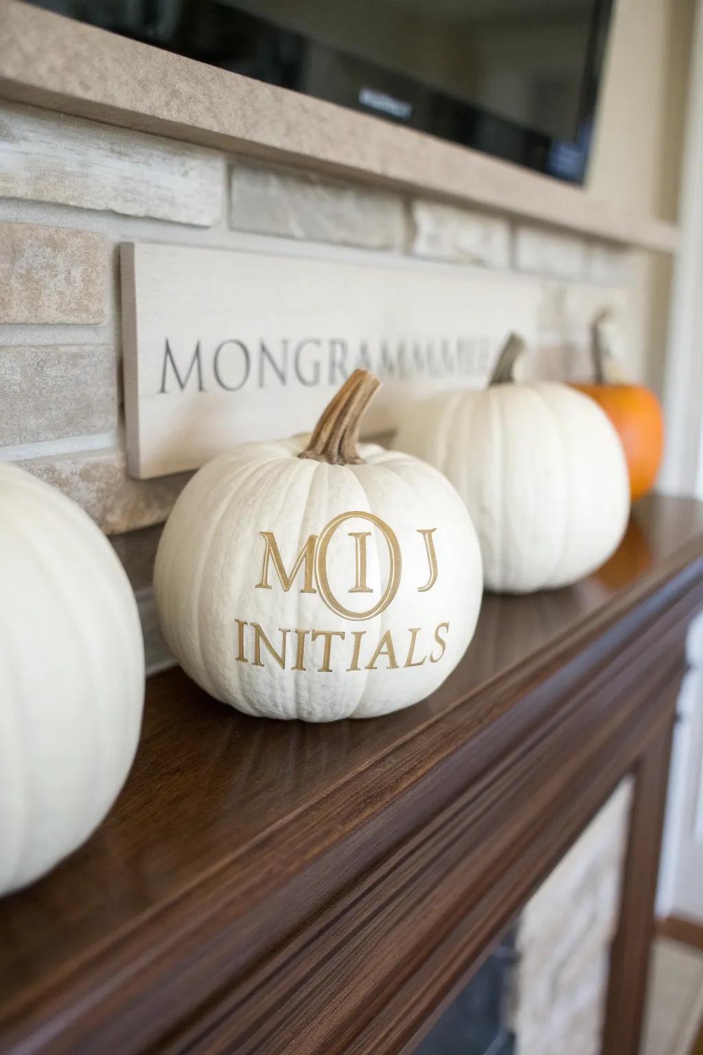 Pumpkins with personalized crests for a bespoke touch.