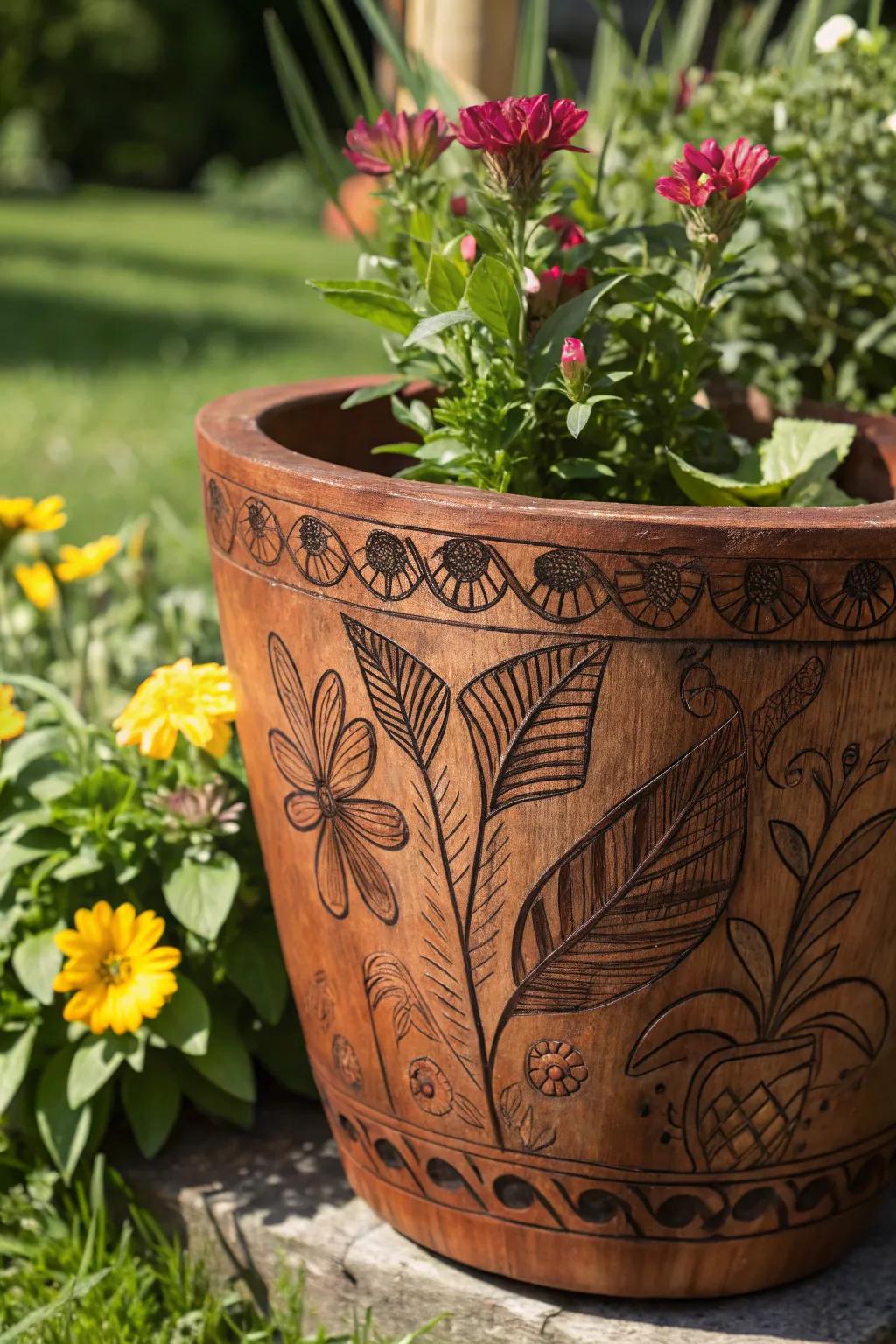Transform your garden with the artistry of customized wooden planters.